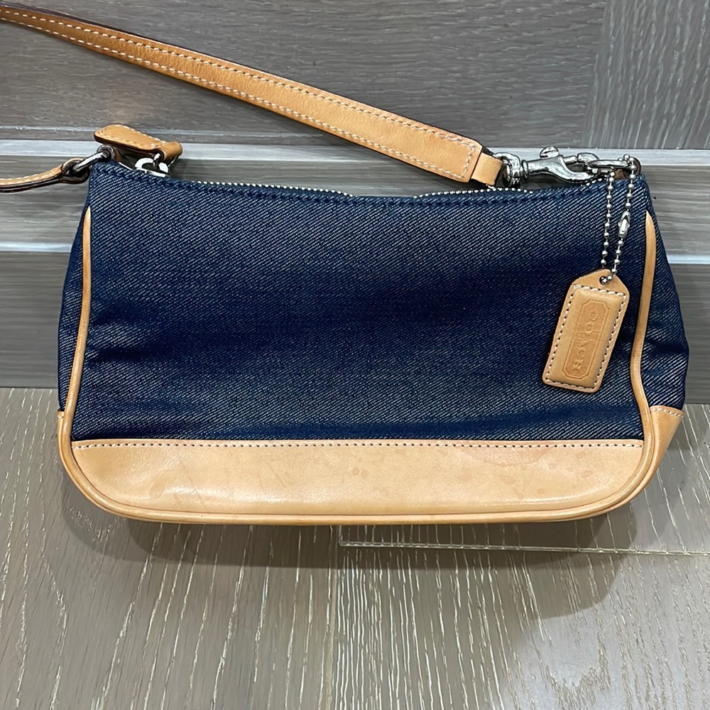 Vintage Coach denim & tan mini bag